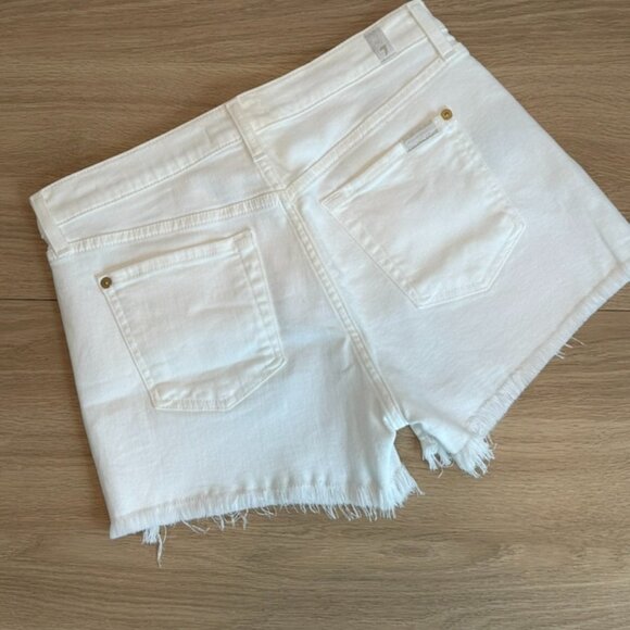 7 for All Mankind Denim Cut-Off Shorts White 27 - Picture 6 of 10